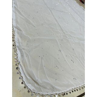 White Nazneen  Work Dupatta | Fancy Designer Dupatta with Premium Stone Work | Party & Festive Wear - Dupattas & Shawls | Buy online on ZillyBuy