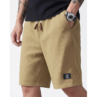 Ausk Mens Beige Solid Self Design Casual Shorts - Shorts | Buy online on ZillyBuy