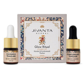 Jivanta Glow Ritual Combo Kit, Kumkumaadi  Kanaka Thailam Day  Night Oil, 10ml (5ml+5ml)