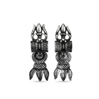 Oxidised German Silver Trishool Drop Earrings for Women - Earrings | Buy online on ZillyBuy