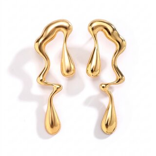 Minimalist Liquid Drop Stud Earrings for Women  Irregular Water-Inspired Geometric Design  Trendy Fluid Style Statemen - Earrings | Buy online on ZillyBuy