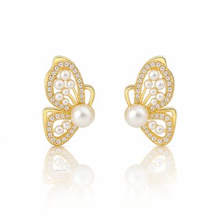 Butterfly Wing Gold Studs Premium Korean Earrings - Earrings | Buy online on ZillyBuy