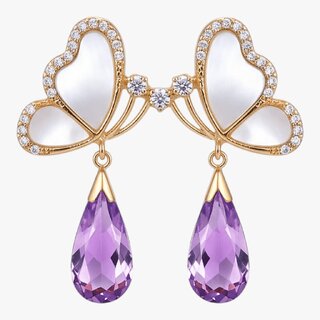 Butterfly Earring with Purple Crystal Korean-Style Earrings - Earrings | Buy online on ZillyBuy
