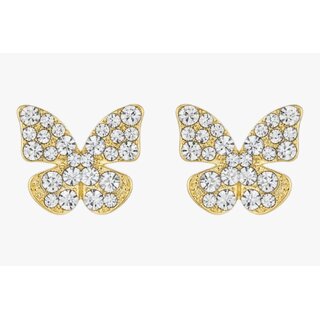 Golden Butterfly Stud Earrings with Diamond Dust (Luxury) - Earrings | Buy online on ZillyBuy