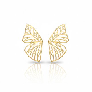 Gold Plated Butterfly Hoop Earrings (Premium) - Earrings | Buy online on ZillyBuy