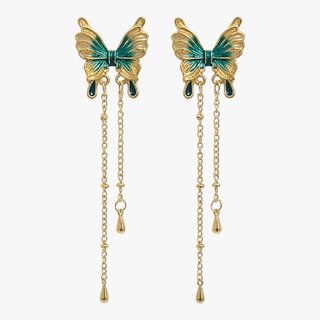 Blue Butterfly Drop Earrings (Ocean Hue) - Earrings | Buy online on ZillyBuy
