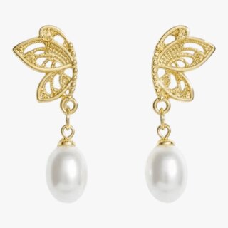 Half Butterfly Pearl Stud Earrings - Earrings | Buy online on ZillyBuy