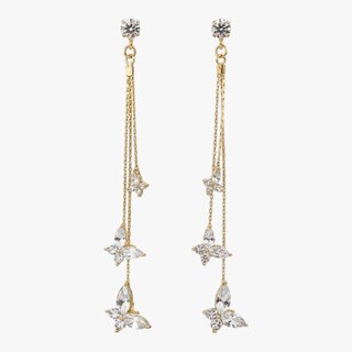 Golden Tassel Butterfly Drop Earrings Korean Style - Earrings | Buy online on ZillyBuy