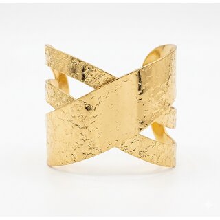 Wide Gold Cuff Bracelet for Women  Hammered Textured Finish Criss-Cross Bangle  Modern Multi-Layer Statement Jewelry 