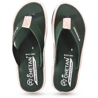 Men Printed Green Thong  Flip-Flops