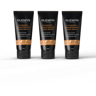 NUEMAN Charcoal Brightening Face Wash Combo Pack of 3 (100ml Each)