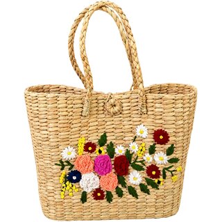 Kauna Grass Handwoven Multicolor Floral Embroidery Women's Tote Bag  Eco-Friendly Beach  Shoulder Handbag - Handbags | Buy online on ZillyBuy