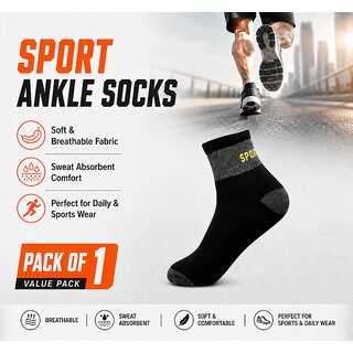 SPORT SOCKS 170526 PACK 1  Men Sports Ankle Socks Cotton Breathable Sweat Absorbent Daily Wear Socks for Men brown