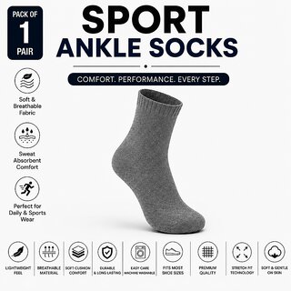 SANGCHAI 170526 PACK 1  Men Sports Ankle Socks Cotton Breathable Sweat Absorbent Daily Wear Socks for Men brown