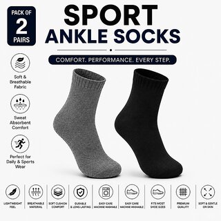 SANGCHAI 170526 PACK 2  Men Sports Ankle Socks Cotton Breathable Sweat Absorbent Daily Wear Socks for Men brown