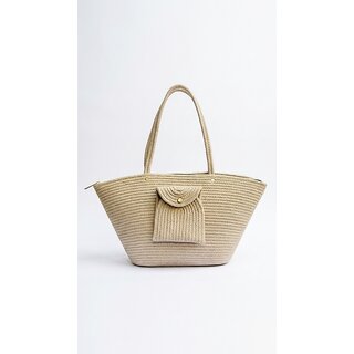 Women Beach Tote Bag Boho Style  Handmade Jute Bag with Zip Closure Large Capacity Summer Handbag Basket Bucket 