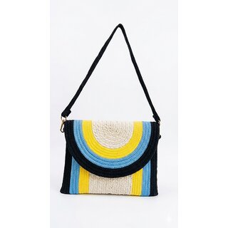 Boho Rainbow Cotton Rope Sling Bag for Women  Handmade Crossbody Shoulder Purse  Stylish Casual Mobile  Essentials 