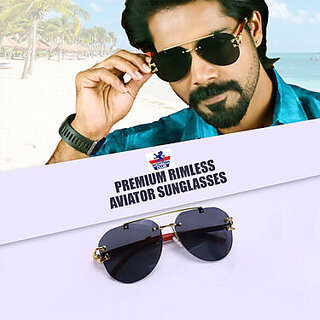 Premium Rimless Aviator Sunglasses - Sunglasses | Buy online on ZillyBuy