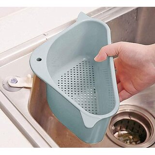 Multipurpose Kitchen Sink Corner Strainer Basket with Suction Holder | Plastic Sink Drain Storage Organizer Tray for Was - Cookware | Buy online on ZillyBuy