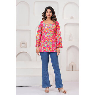 Womens Pink Ethnic Printed Kurti - Kurtas & Kurta Sets | Buy online on ZillyBuy