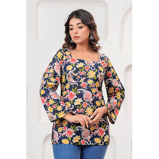 Jaipuri Floral Handblock Print Womens Kurti - Kurtas & Kurta Sets | Buy online on ZillyBuy