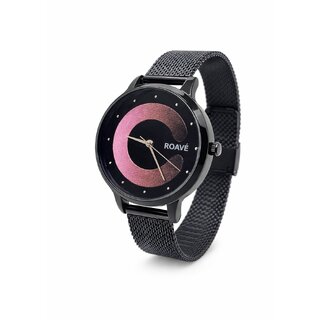 ROAVE Quartz Round Intermesh Stainless Steel Band Casual Analog Watch For Women With Push Button Clasp - Multicolour