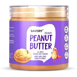 Savory Creamy Peanut Butter (400g) | Made with Finest Roasted Peanuts | No Added Colors or Flavors | High in Protein | Cholesterol Free, Trans Fat Free & Keto Friendly | Ready to Eat