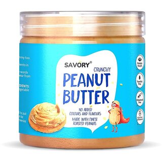 Savory Crunchy Peanut Butter (400g) | Made with Finest Roasted Peanuts | No Added Colors or Flavors | High in Protein | Cholesterol Free, Trans Fat Free & Keto Friendly | Ready to Eat