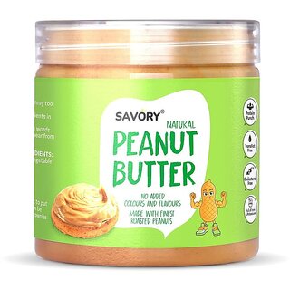 Savory Natural Peanut Butter (400g) | Made with Finest Roasted Peanuts | No Added Colors or Flavors | High in Protein | Cholesterol Free, Trans Fat Free & Keto Friendly | Ready to Eat