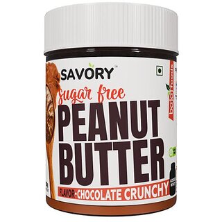 SAVORY Chocolate Crunchy Peanut Butter (Sugar-Free) with Added Whey | High in Protein | No Added Sugar, Energy Booster, Gluten-Free & Keto Friendly | Cholesterol & Trans-fat Free | Chocolate Spread (200g)