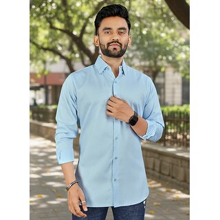 Casualbud Blue Men's Cotton Regular Fit Shirt