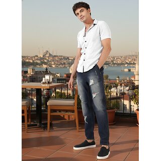 Casualbud Blue Men's Cotton Regular Fit Shirt