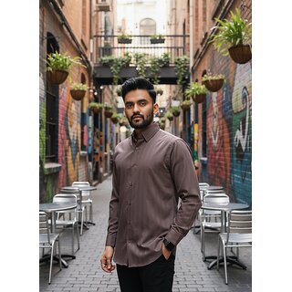 Casualbud Brown Men's Cotton Regular Fit Shirt