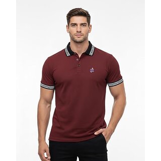 Mens Premium Polo Shirt Slim Fit  Breathable Short Sleeve Summer T-Shirt with Jacquard Collar & Cuffs  Lightweight Casual, Office & Semi-Formal Wear