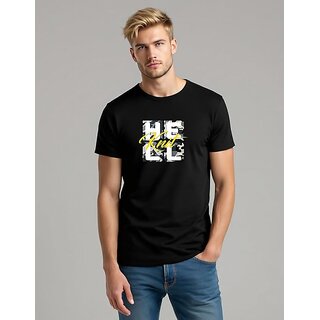 Unisex Hell Graphic Printed T-Shirt  Casual Cotton Round Neck Half Sleeve Tee for Men & Women, Stylish Comic Design, Black | L