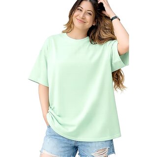 Womens Oversized Cotton T-Shirt | Plain Drop Shoulder Tee (S-7XL Plus Size)