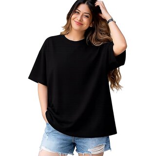 Womens Oversized Cotton T-Shirt | Plain Drop Shoulder Tee (S-7XL Plus Size)