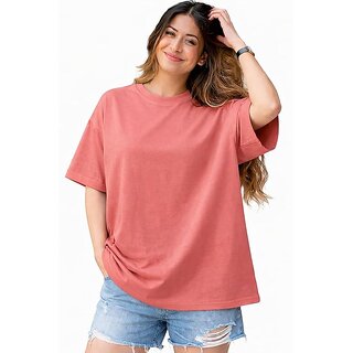 Womens Oversized Cotton T-Shirt | Plain Drop Shoulder Tee (S-7XL Plus Size)