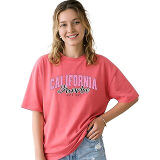 Women's Oversized T-Shirt | 100% Pure Cotton Drop Shoulder Graphic Tee | Vintage California Sunrise Print Casual Half Sleeve Top | Sizes M-XXL
