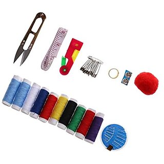 Portable Travel Sewing Kits Box Blue/Red Needle Threads Diy Home Tools - Home Improvement | Buy online on ZillyBuy
