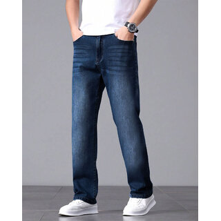 Ausk Men's Blue Solid Regular Fit Jeans