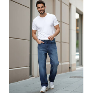 Ausk Men's Blue Solid Regular Fit Jeans