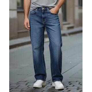 Ausk Men's Blue Solid Regular Fit Jeans