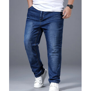 Ausk Men's Blue Solid Regular Fit Jeans
