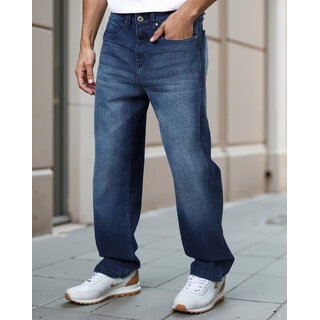 Ausk Men's Blue Solid Regular Fit Jeans