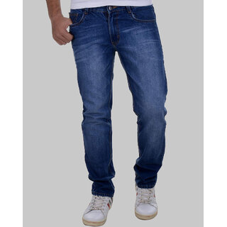 Ausk Men's Blue Solid Regular Fit Jeans