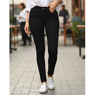 Ausk Women's Black Denim Slim Fit Jeans