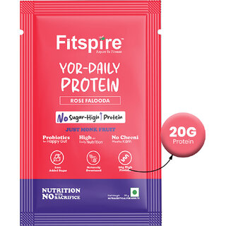 Fitspire YOR DAILY 20g High protein | Pre & Probiotics For Easy Digestion Whey Protein (50 g, Rose Faluda)