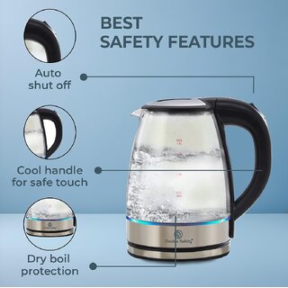 Double Safety Electric Kettle 2.0 Litre Transparent Top Scarlet Design For Hot Water, Tea, Coffee, Multipurpose - Cookware | Buy online on ZillyBuy