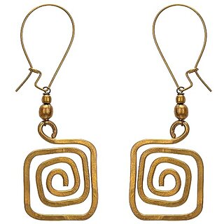 Look and Adorn Handmade Dokra Brass Long Square Spiral Earring - Earrings | Buy online on ZillyBuy